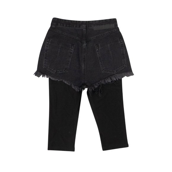 UNRAVEL PROJECT Black Reverse Shorts Layered Stretch Leggings Size 25 $770 - Picture 4 of 6